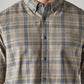 Men's Checkered Slim Fit Overdyed Oxford Shirt - Detail View