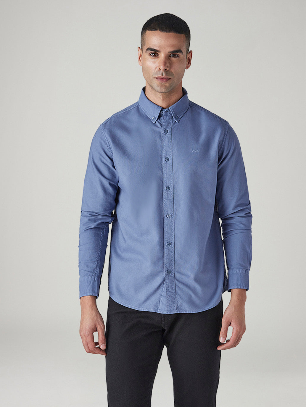 Men's Solid Slim Fit Overdyed Oxford Shirt - Front View