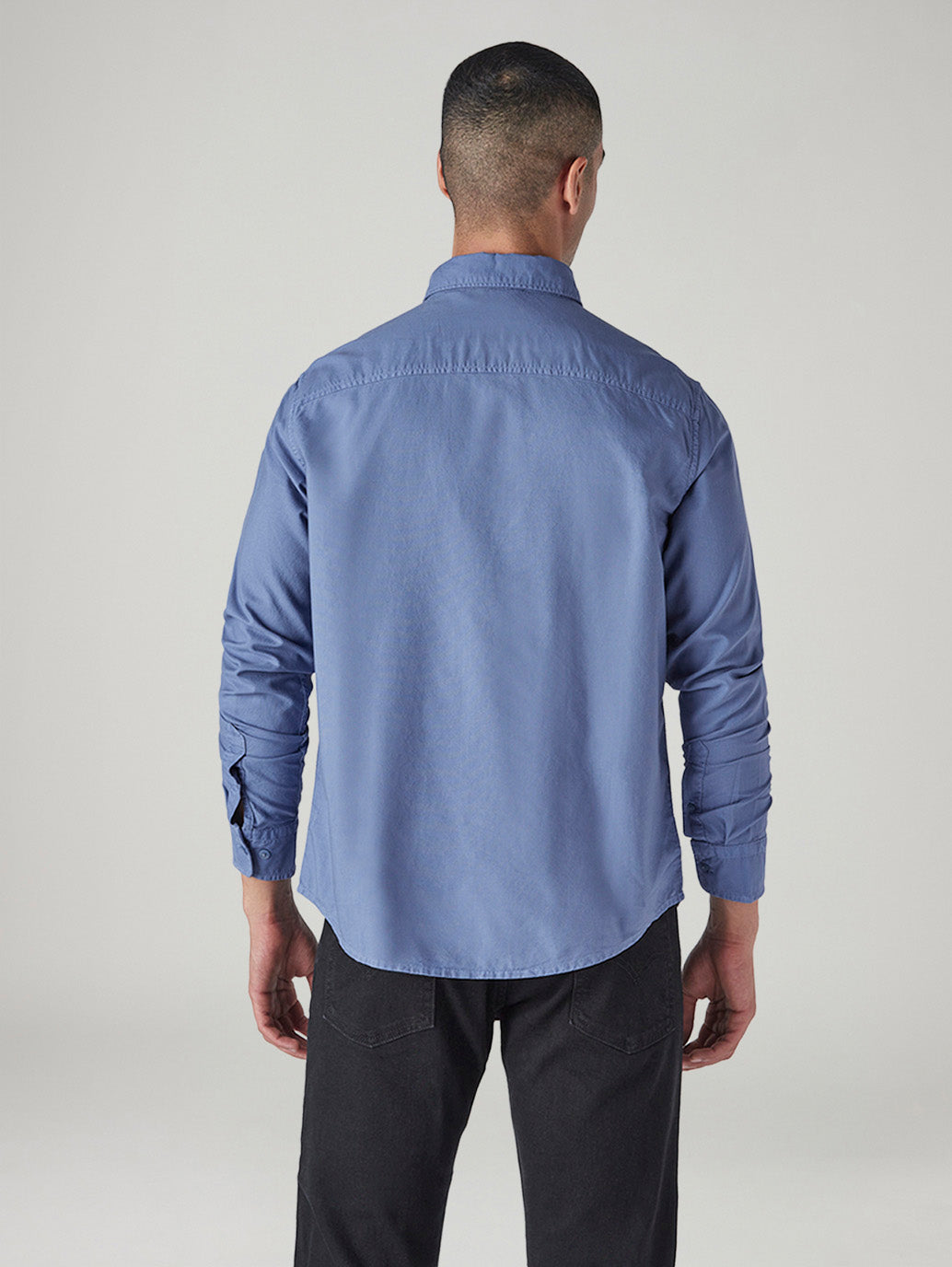 Men's Solid Slim Fit Overdyed Oxford Shirt - Back View