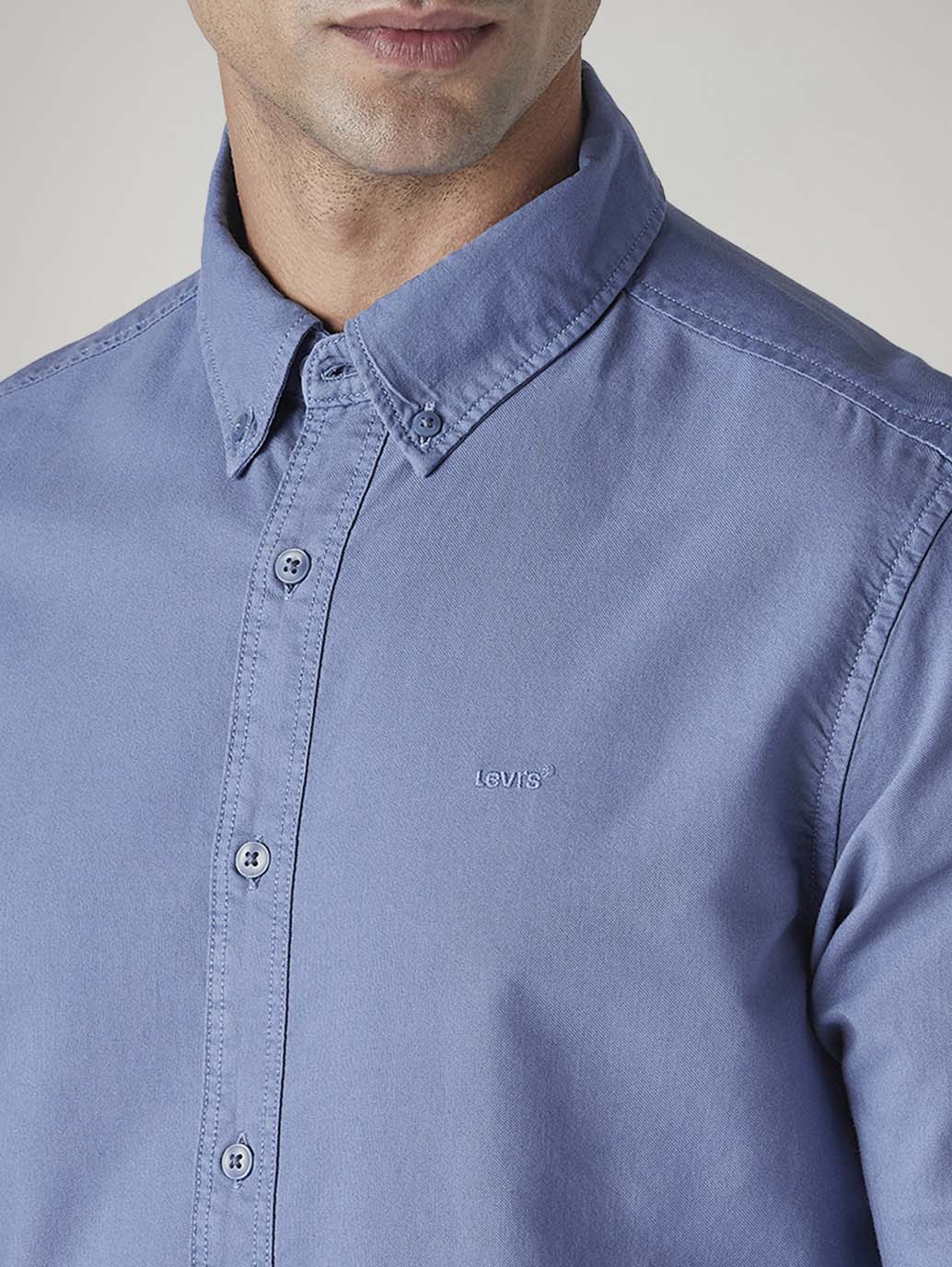Men's Solid Slim Fit Overdyed Oxford Shirt - Detail View