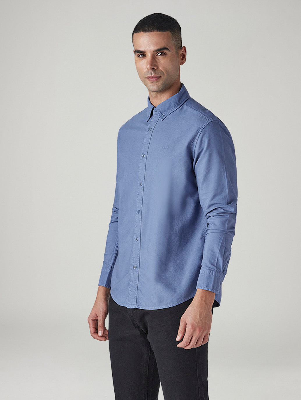Men's Solid Slim Fit Overdyed Oxford Shirt - Side View