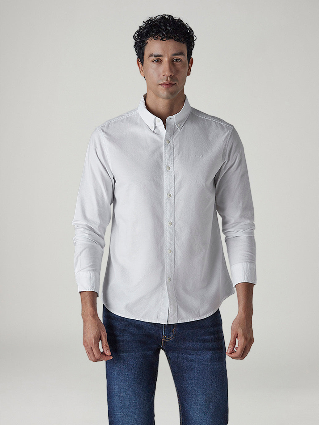 Men's Solid Slim Fit Oxford Shirt - Front View