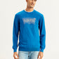 Men's Brand Logo Blue Crew Neck Sweater