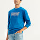 Men's Brand Logo Blue Crew Neck Sweater