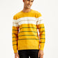 Men's Striped Mustard Crew Neck Sweater