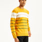 Men's Striped Mustard Crew Neck Sweater