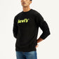 Men's Brand Logo Black Crew Neck Sweater