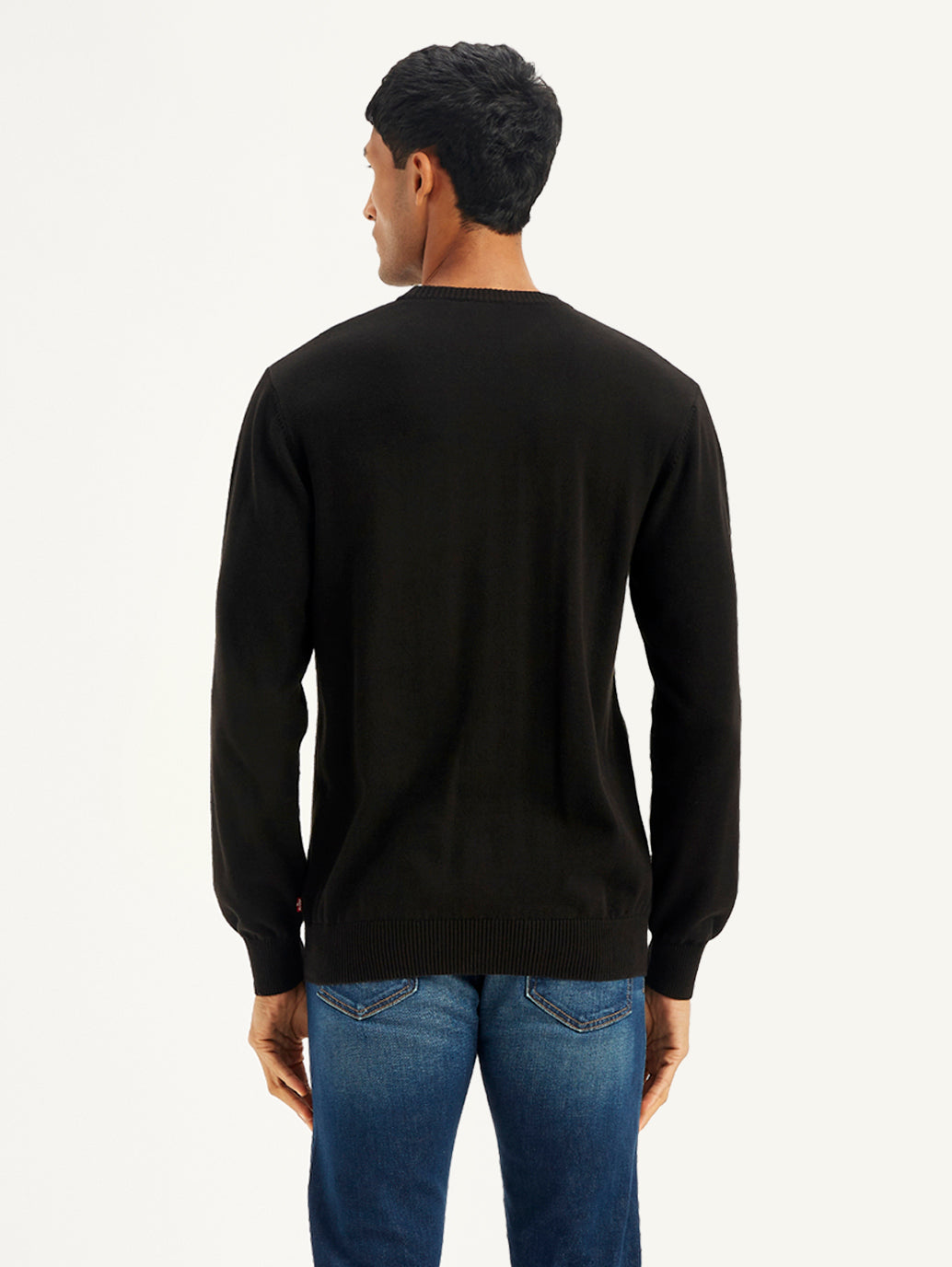 Men's Brand Logo Black Crew Neck Sweater