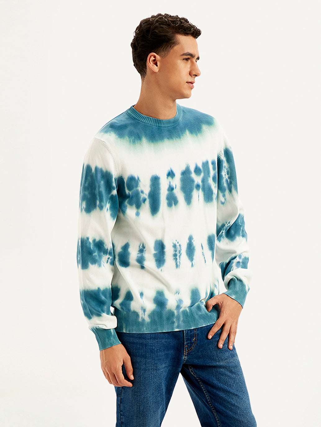 Men's Tie-Dye Crew Neck Sweater - 82d48f31-3754-4d8f-92f5-0cee746a71b1 View