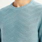 Men's Chevron Light Blue Crew Neck Sweater - Detail View