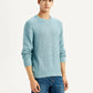 Men's Chevron Light Blue Crew Neck Sweater - Side View