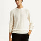 Men's Self Design Off White Crew Neck Sweater - Styleshot View