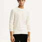 Men's Self Design Off White Crew Neck Sweater - Front View