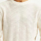 Men's Self Design Off White Crew Neck Sweater - Detail View