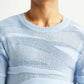 Men's Abstract Light Blue Crew Neck Sweater - Detail View