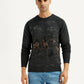 Men's Graphic Black Crew Neck Sweater - Front View
