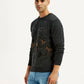 Men's Graphic Black Crew Neck Sweater - Side View