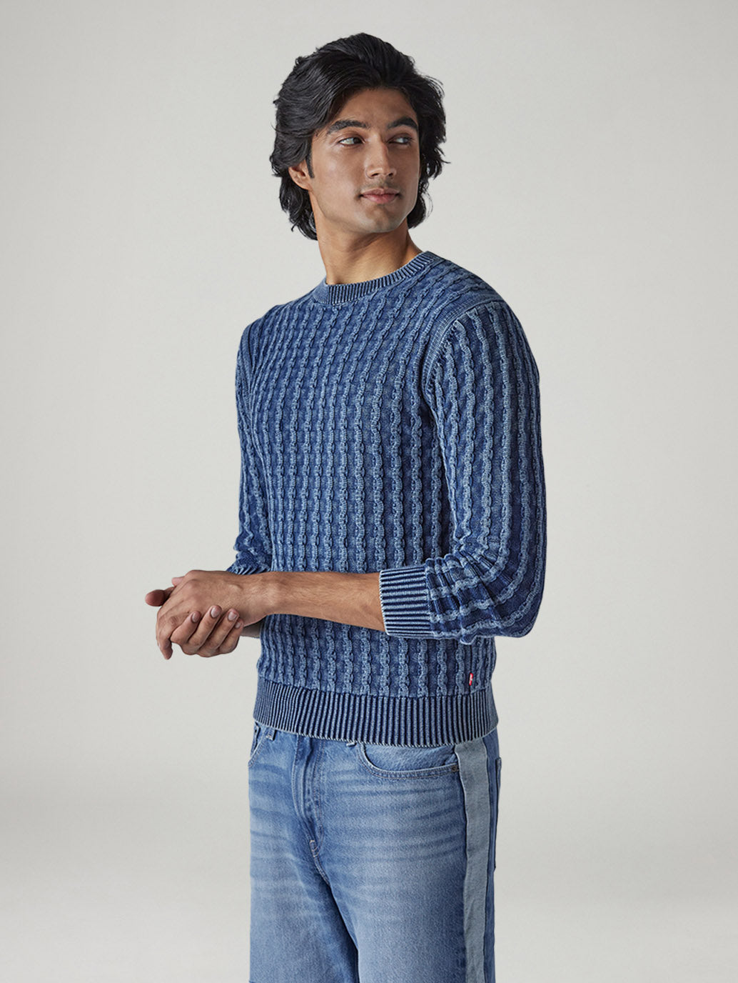 Men's Solid Regular Fit Sweater - Side View