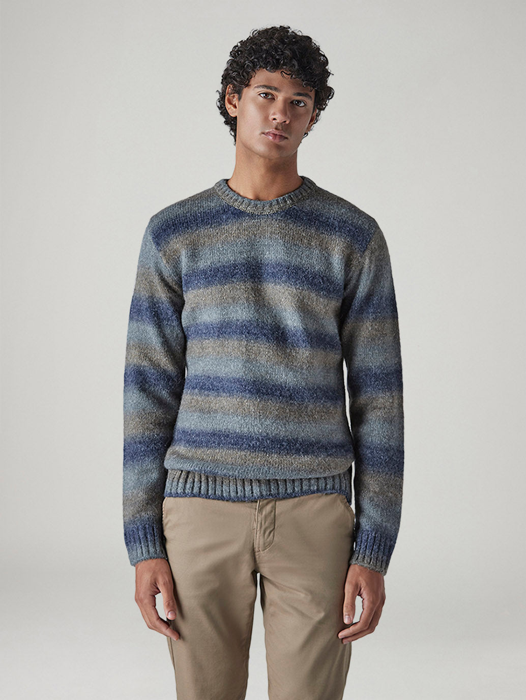Men's Striped Regular Fit Jersey Sweater - Front View