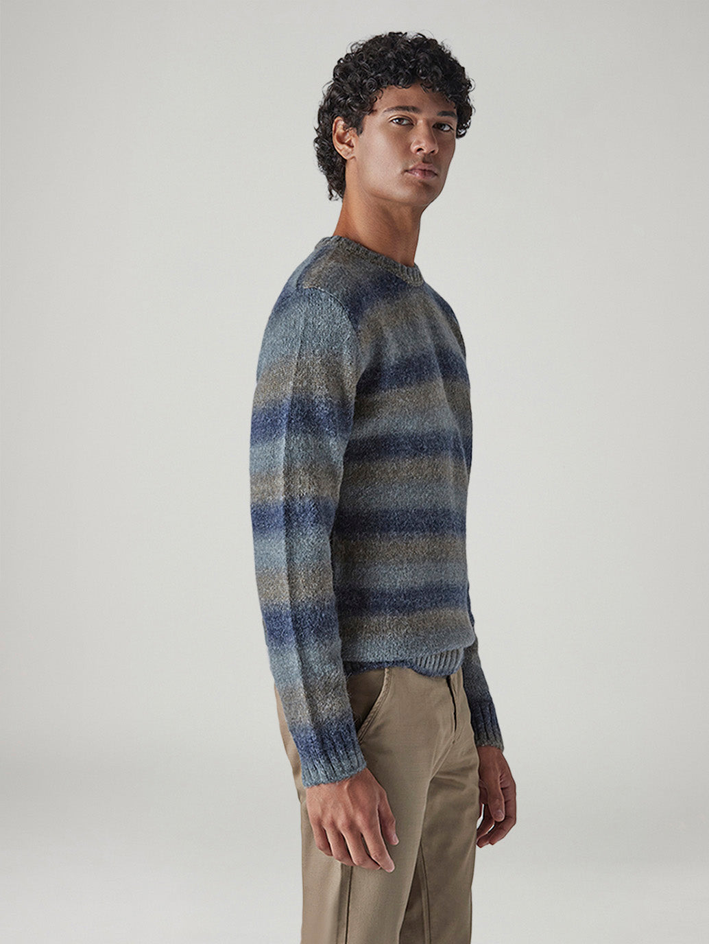 Men's Striped Regular Fit Jersey Sweater - Side View