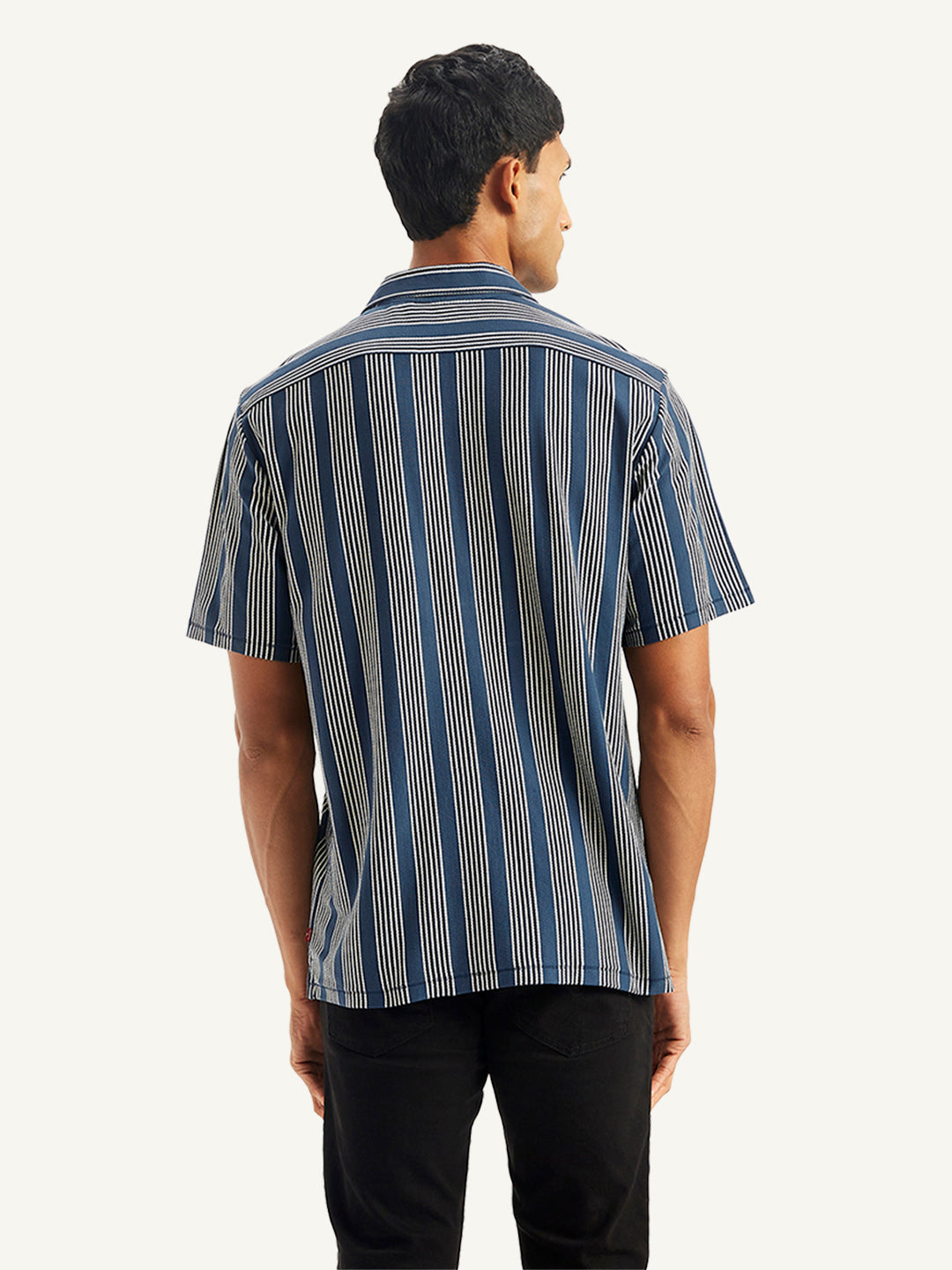 Men's Striped Regular Fit Camp Shirt