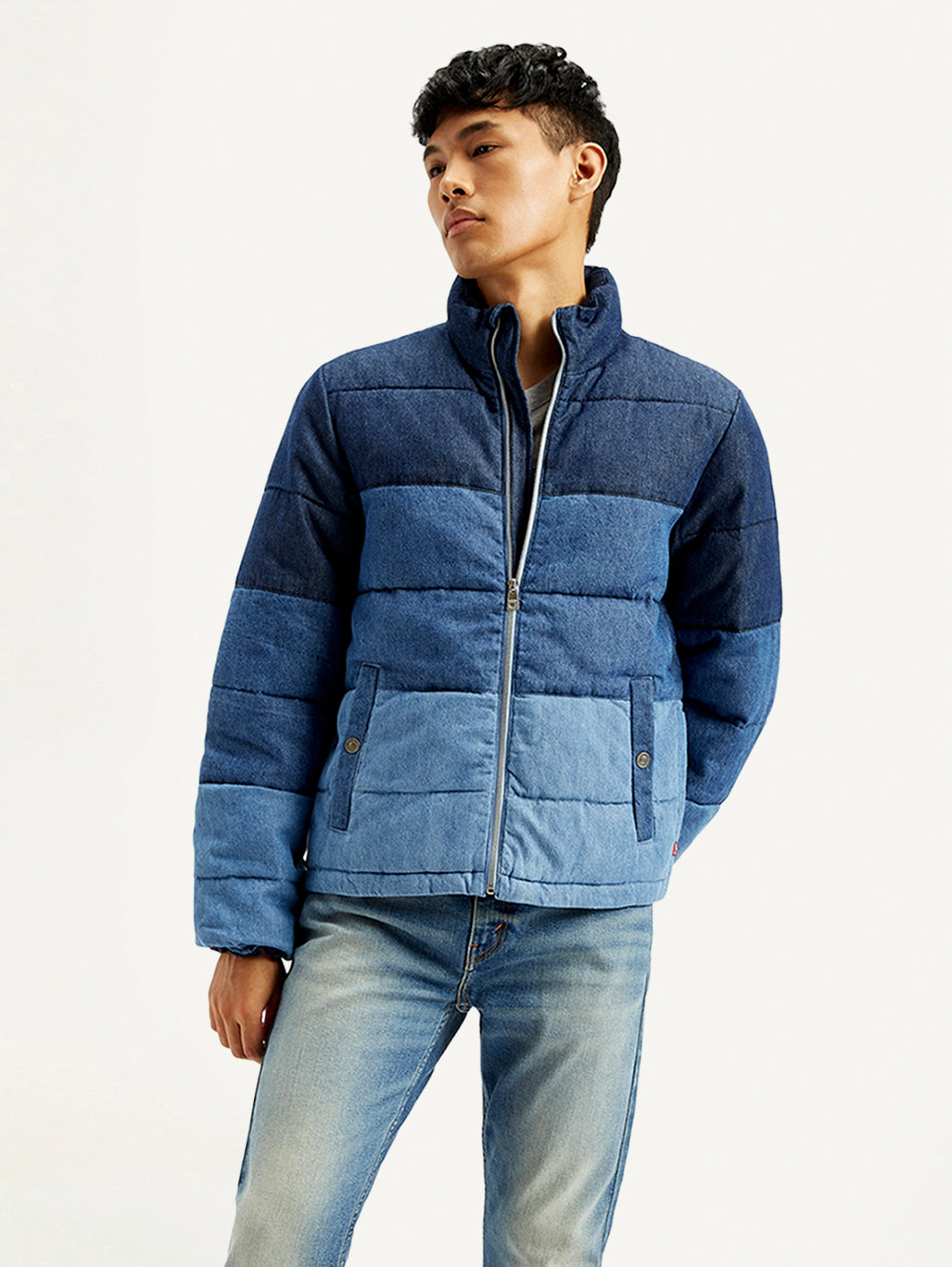 Men's Colorblock Blue High Neck Puffer Jacket – Levis India Store Men's Colorblock Blue High Neck Puffer Jacket – Levis India Store