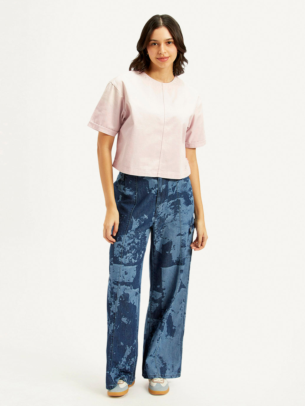 Women's Solid Light Pink Round Neck Top