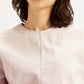 Women's Solid Light Pink Round Neck Top - Detail View