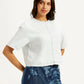 Women's Solid White Round Neck Top - Side View