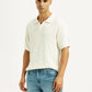 Men's Self Design Off White Loose Fit Polo T-Shirt - Styleshot View