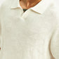 Men's Self Design Off White Loose Fit Polo T-Shirt - Detail View