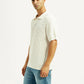 Men's Self Design Off White Loose Fit Polo T-Shirt - Side View