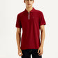 Men's Solid Red Slim Fit Polo T-shirt - Front View