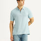 Men's Solid Light Blue Slim Fit Polo T-shirt - Styleshot View