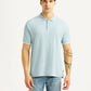 Men's Solid Light Blue Slim Fit Polo T-shirt - Front View