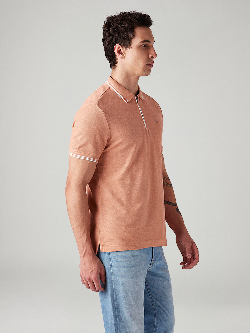 Men's Solid Slim Fit Polo T-Shirt - Side View