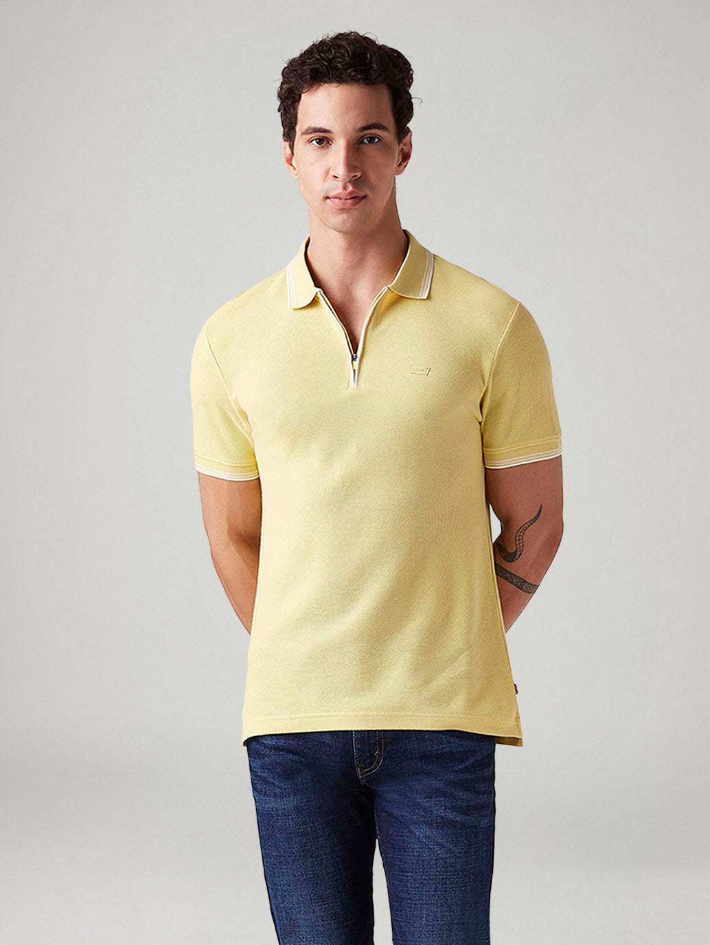 Men's Solid Slim Fit Polo T-Shirt - Styleshot View