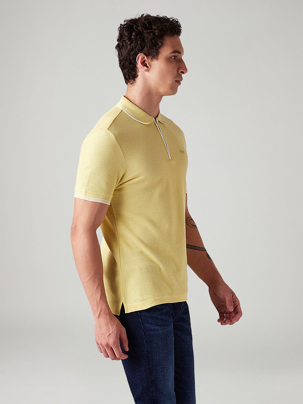 Men's Solid Slim Fit Polo T-Shirt - Side View