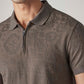 Men's Self Design Brown Polo T-shirt - Detail View