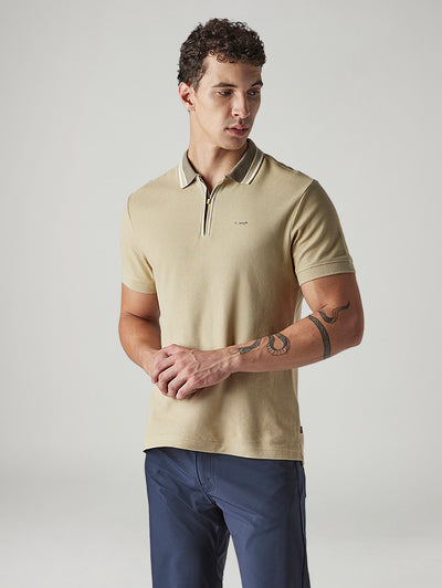 levi's Men's Solid Beige Textured Polo T shirt-picture-13