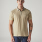 Men's Solid Beige Textured Polo T shirt - Front View