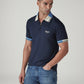 Men's Colorblock Navy Tech Pique Polo T-shirt - Styleshot View