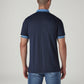 Men's Colorblock Navy Tech Pique Polo T-shirt - Back View