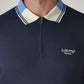 Men's Colorblock Navy Tech Pique Polo T-shirt - Detail View