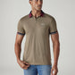 Men's Colorblock Taupe Tech Pique Polo T-Shirt - 20 View