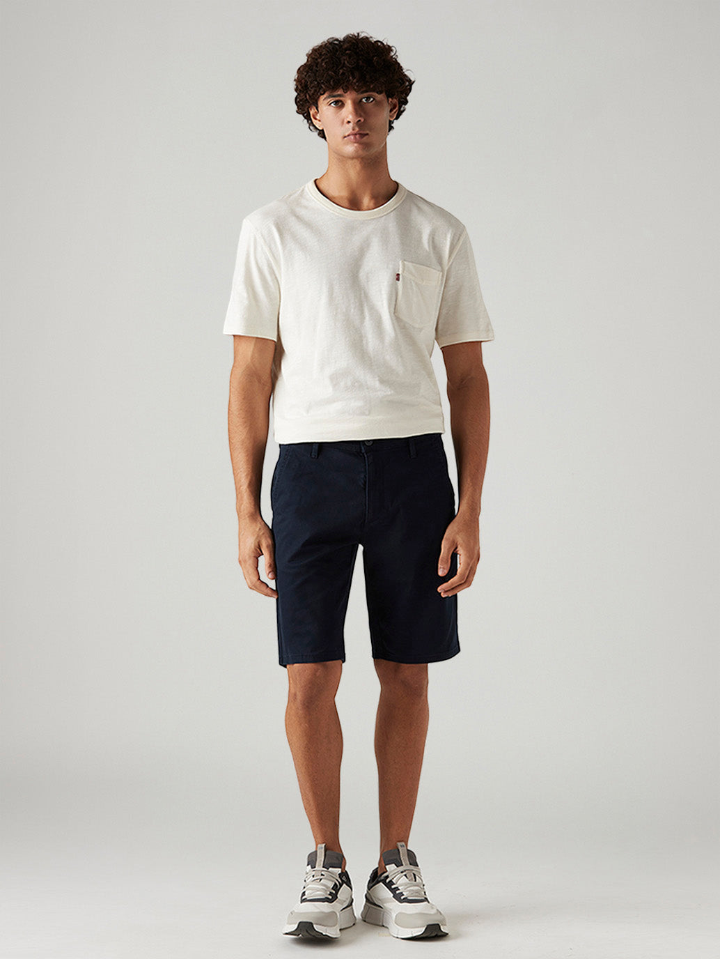 Men's 541 Navy Tapered Fit Mid Rise Shorts - Front View