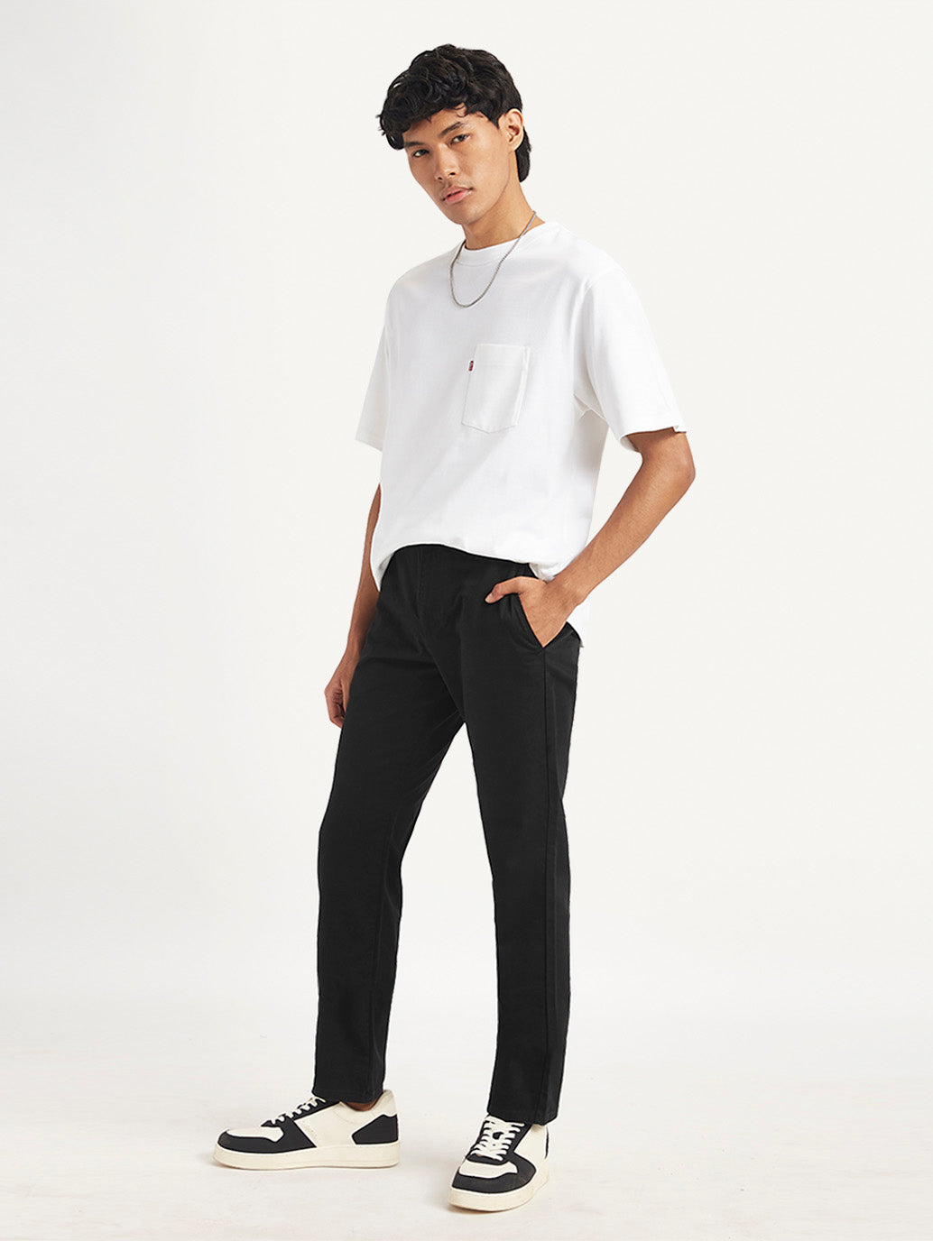 Men's Black Tapered Chino Trousers