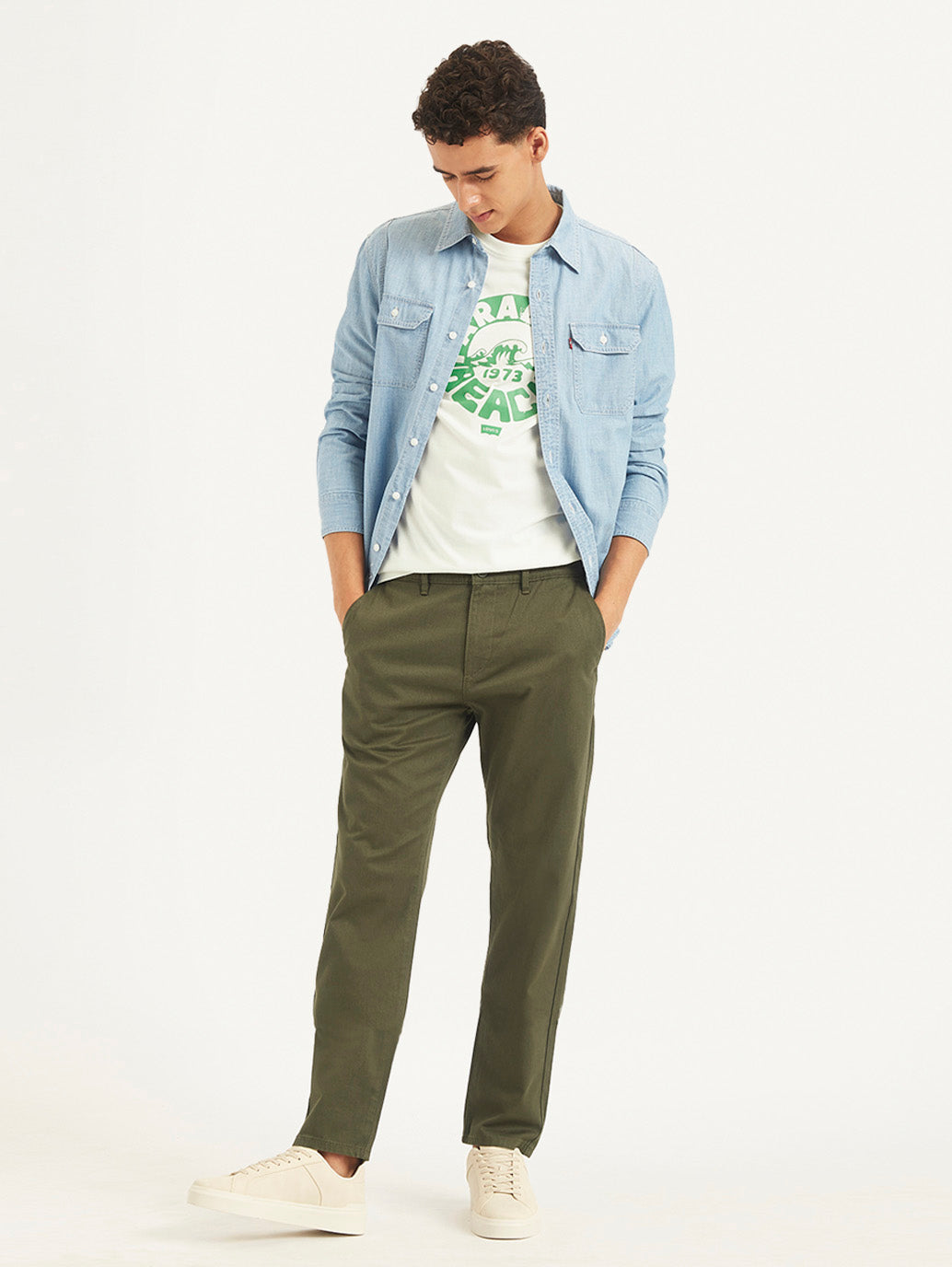 Men's Olive Tapered Trousers