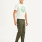 Men's Olive Tapered Trousers - Side View
