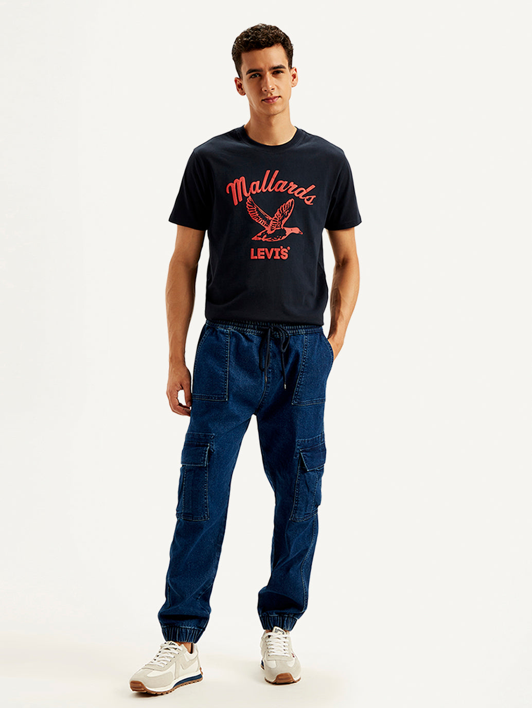 Men's Indigo Tapered Cargo Trousers - e94293d3-8837-4ab4-a146-6fe4cd10ee06 View
